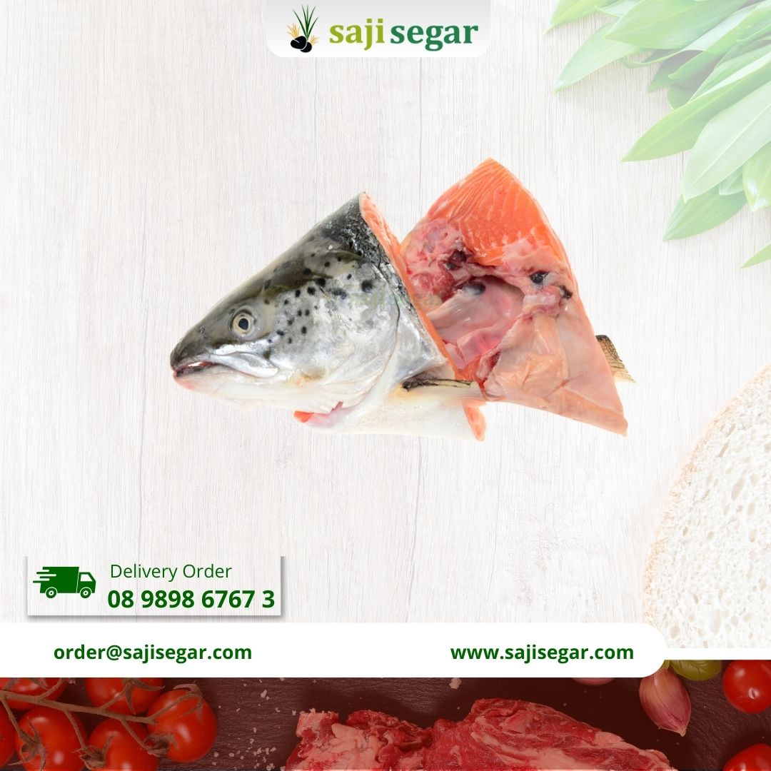 Kepala Salmon / Salmon Kepala Belah / Kepala Ikan Salmon Murah / Salmon Head - 1pcs